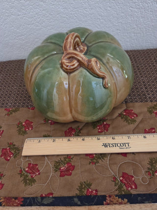 Large Green/Orange Ceramic Pumpkin, RCD