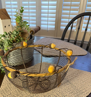 Wire Fruit Basket w/Acorns RSV|127477