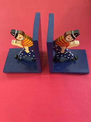 Vintage clown book ends  wooden RSV