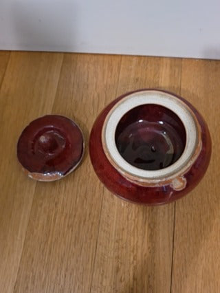 RF Heavy Red Drip Glaze Pottery Lidded Jar