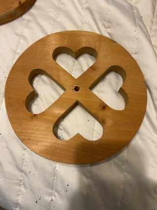 Set of 2 - 7 7/8ths Vintage Wooden Wheels - Heart Cutouts