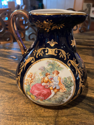 Navy and Gold and Decor Pitcher. Decor Not Food Safe. RSV|128606