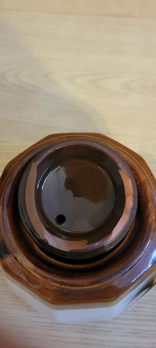 JMD- 1970s Brown & White Pottery Teapot- RSV|86333