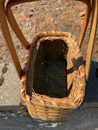 handcrafted basket wooden swinging handles