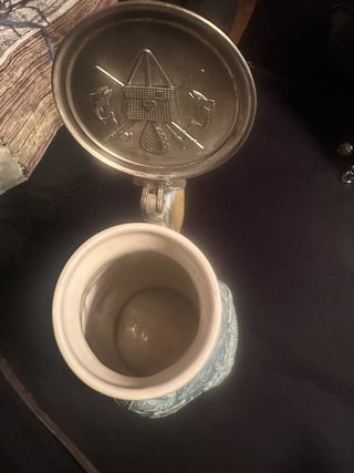 Avon Vintage 1990's Blue Fishing Stein Trout Bass Pike Bonefish Salmon Blue Gill #47 VV MTS|135543