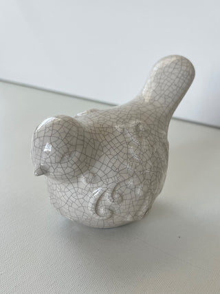 Crackled white ceramic bird|72075