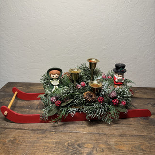 Vintage Christmas Sleigh Candleholder Centerpiece RCD|125361