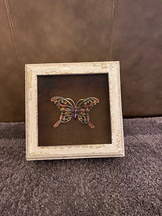 White rustic box with butterfly