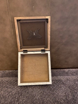 White rustic box with butterfly