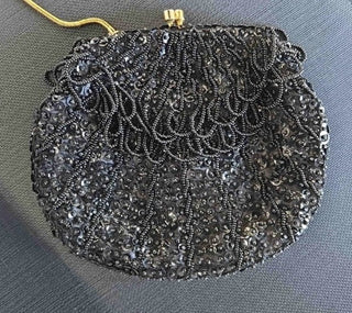 Vintage Black Beaded Bag circa 1950 MTS|116215
