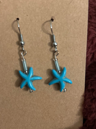 Vintage Teal starfish earrings MTS