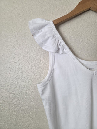 NEW! Old Navy 98% cotton white tank with ruffle strap - NWT RSV|160926