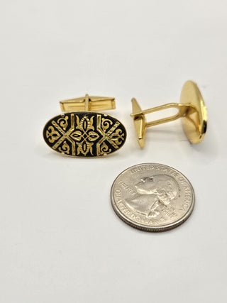 Cufflinks, gold and black damascene RSV