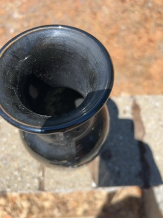 BB vintage 10.5” Japanese Kutani-style porcelain vase striking black glaze