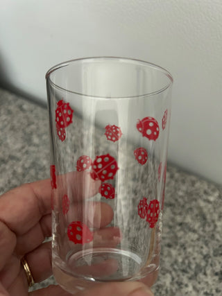 Vintage Juice Glass, Red Ladybugs   MTS|104129
