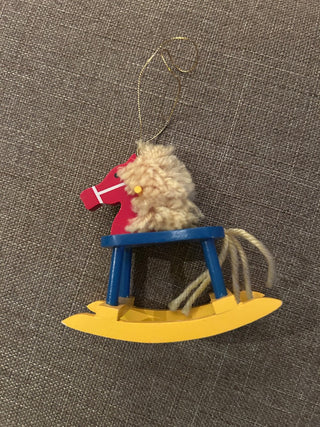 Blue, Red, and Yellow Rocking Horse Ornament   MTS|131931