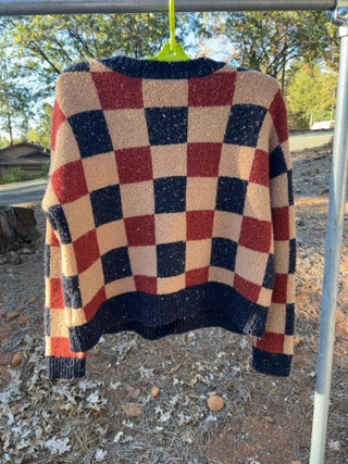 Madewell Checkered Colburne Cardigan Sweater in Coziest Textured Yarn Size XXS