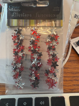 Cluster stickers - stars, black, red (3 pack)|122293