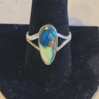 Sterling blue dahlia turquoise ring size 10