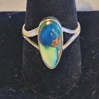 Sterling blue dahlia turquoise ring size 10