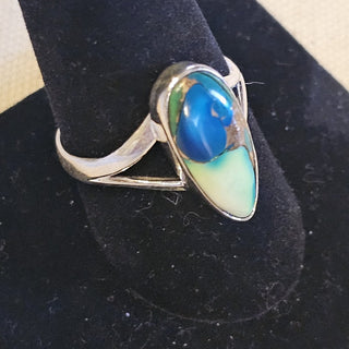 Sterling blue dahlia turquoise ring size 10