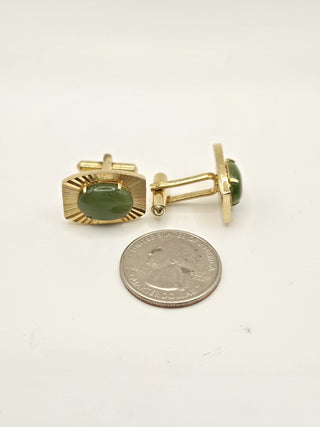 Jade cufflinks, vintage goldtone, RSV|110920