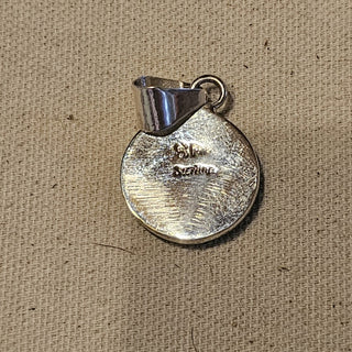 Sterling galaxy wolf inlaid stone pendant  grams  4.0