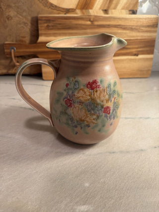 Folsom Clouds Pitcher and toothpick holder brown with abstract flowers|107088