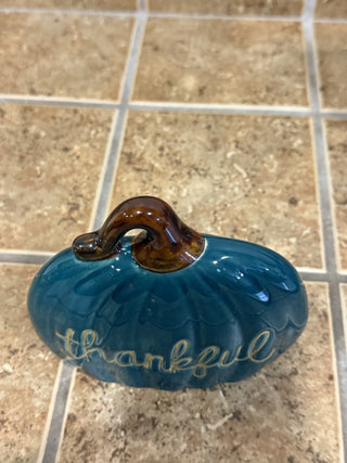 Teal Green Ceramic Thankful Pumpkin Decor RCD|112752