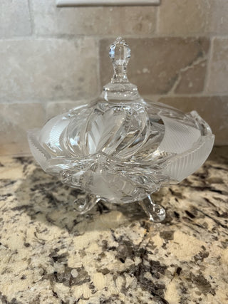 Vintage Lead Crystal Footed Candy Dish with Lid RCD