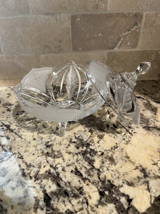 Vintage Lead Crystal Footed Candy Dish with Lid RCD