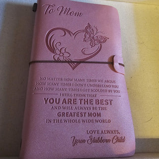 pink leather junk journal to Mom