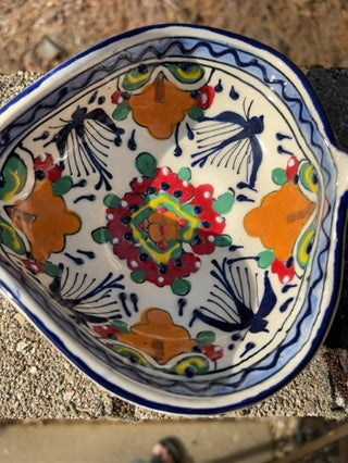 NEW Mexican Ceramica Quevedo Talavera Salsa Dish Hand Painted MTS