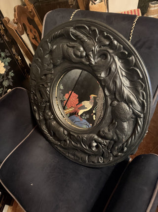 Whimsical Embellished Bunny Rabbits & Folliage Round Molded Wall Mirror #62 VV MTS