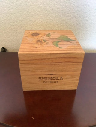 Wooden Shinola Detroit Empty Box Sunflower design