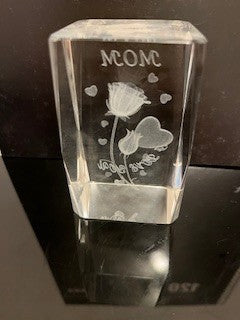 #1413 3-D Glass Block Mom I Love You