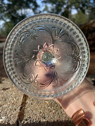 JP vintage Indiana Glass "Sandwich Clear" single light candlestick holder