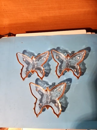 Three glass butterfly trinket trays