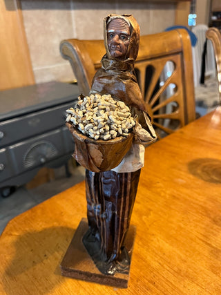 VTG Mexican Folk Art Paper Mache Figure Carrying A Basket RSV|99947