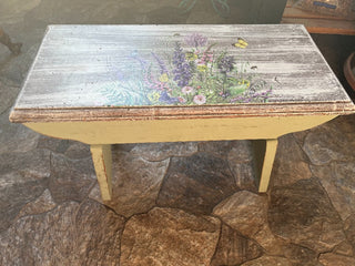 Distressed Floral Green Wooden Bench Or Table Riser RSV