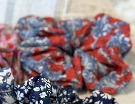 Liberty Fabric Scrunchie – Clementina-Tana Lawn-Red and Blue