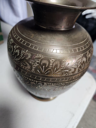 Vtg Etched Brass Vase  MTS|78249