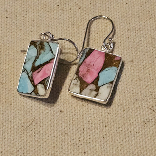 .925 cotton candy turquoise dangle earrings|89608
