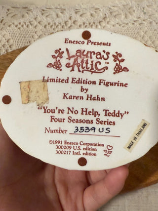 1991 Enesco Laura's Attic "You're No Help, Teddy" #3539