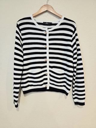 NEW! Lillusory black and white striped cardigan RSV|161212