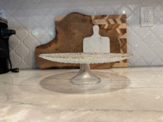 VTG LG GLASS CAKE PEDESTAL STAND 13"