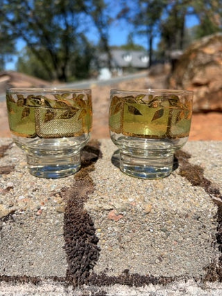 SET OF 2 vintage Culver Starlyte footed old fashion glasses
