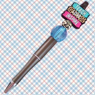 Beaded Refillable Pen Brown Teach Love Inspire RSV|67103