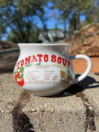 AS IS retro ceramic tomato soup recipe mug