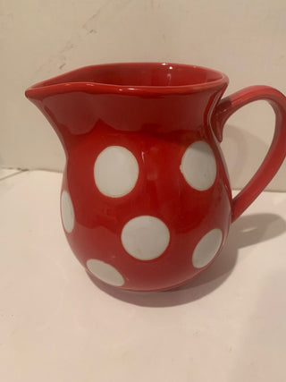DOT red/white polka dot 5 1/2” pitcher MTS|131065